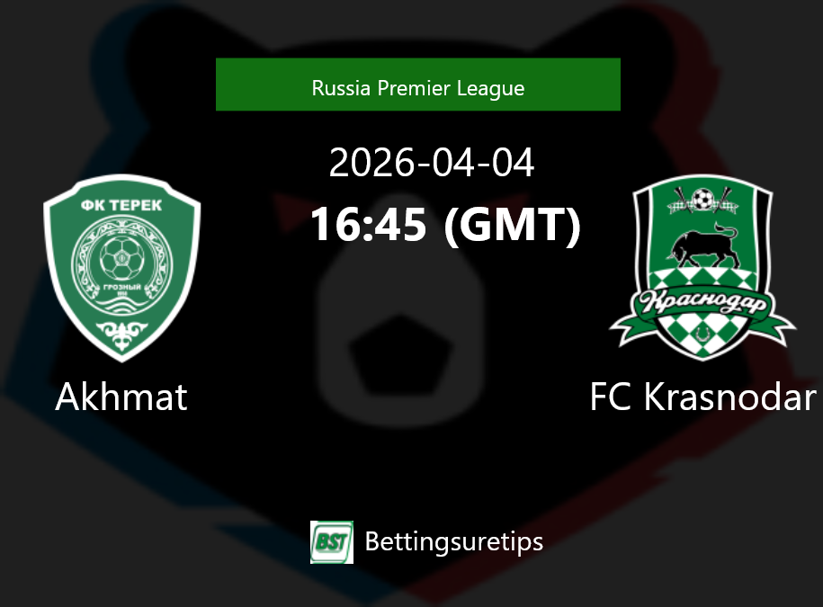 Akhmat vs FC Krasnodar Prediction Betting Tips & Correct Score