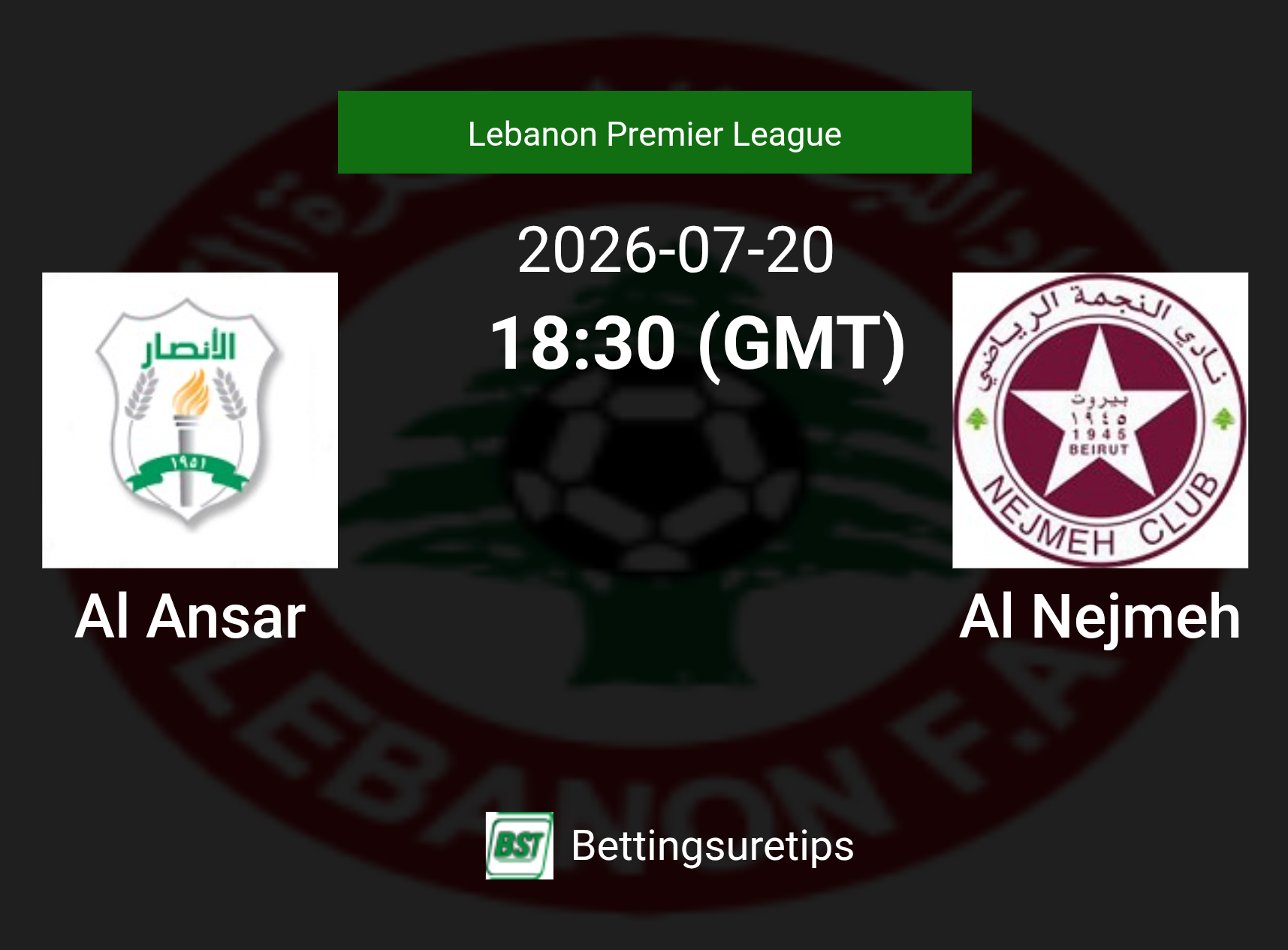 Al Ansar vs Al Nejmeh Prediction Betting Tips & Correct Score