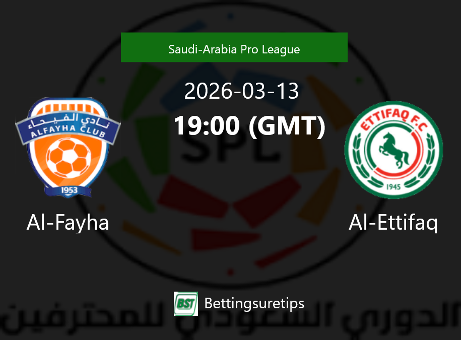 Al-Fayha vs Al-Ettifaq Prediction Betting Tips & Correct Score