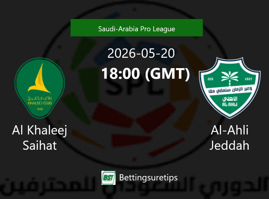 Al Khaleej Saihat vs Al-Ahli Jeddah Prediction Betting Tips & Correct Score