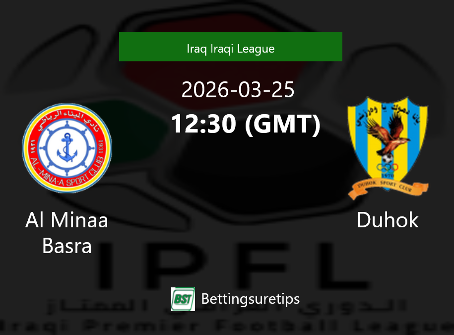 Al Minaa Basra vs Duhok Prediction Betting Tips & Correct Score