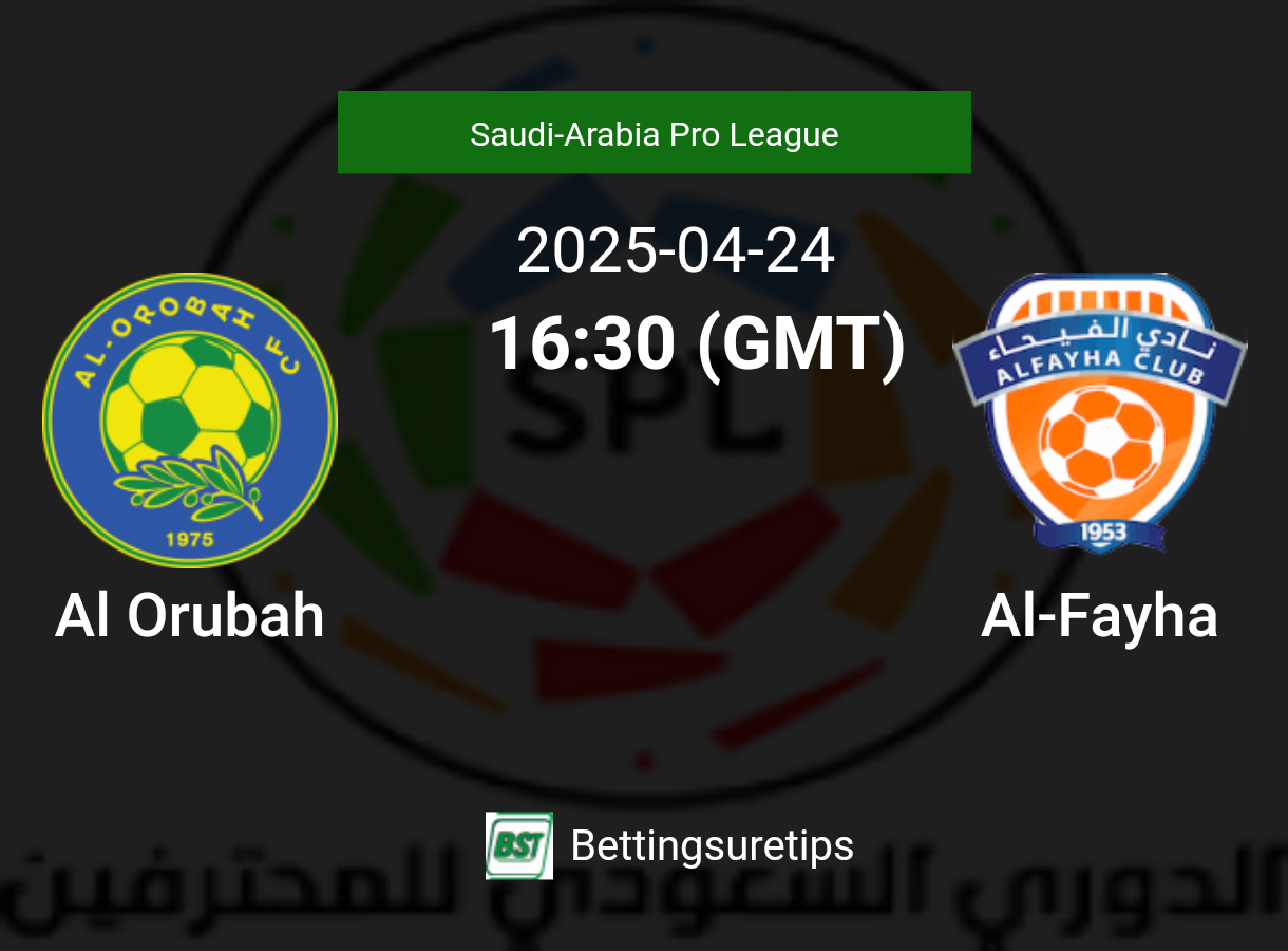 Al Orubah vs Al-Fayha Prediction Betting Tips & Correct Score
