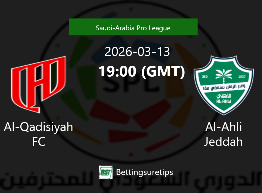 Al-Qadisiyah FC vs Al-Ahli Jeddah Prediction Betting Tips & Correct Score