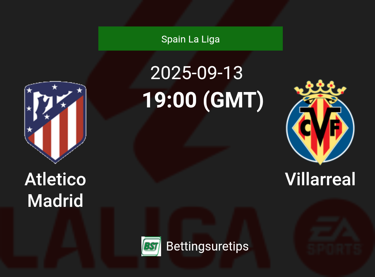 Atletico Madrid vs Villarreal Prediction Betting Tips & Correct Score