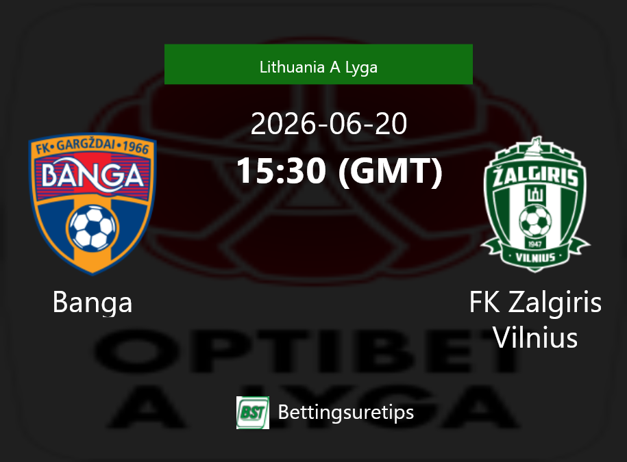 Banga vs FK Zalgiris Vilnius Prediction Betting Tips & Correct Score