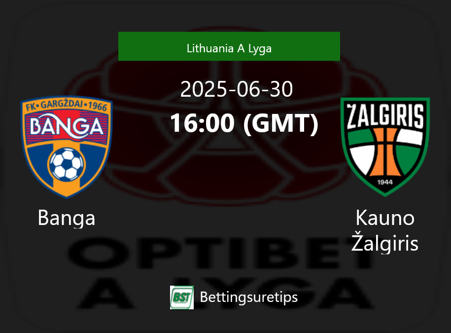 Banga vs Kauno Žalgiris Prediction Betting Tips & Correct Score