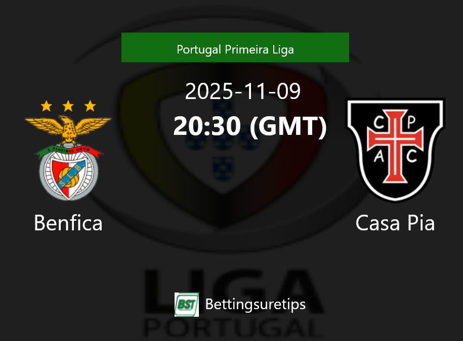 Benfica vs Casa Pia Prediction Betting Tips & Correct Score