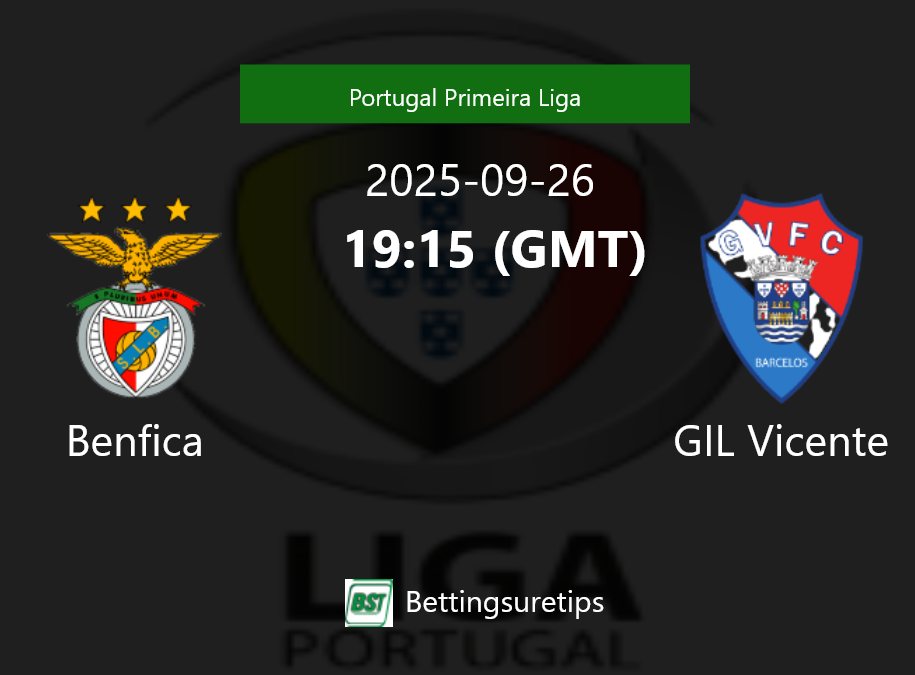 Benfica vs GIL Vicente Prediction Betting Tips & Correct Score