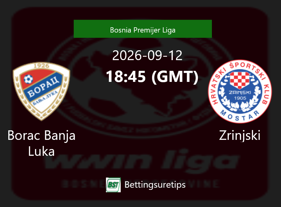Borac Banja Luka vs Zrinjski Prediction Betting Tips & Correct Score