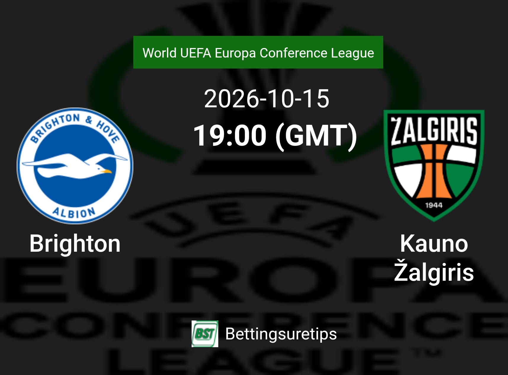 Brighton vs Kauno Žalgiris Prediction Betting Tips & Correct Score