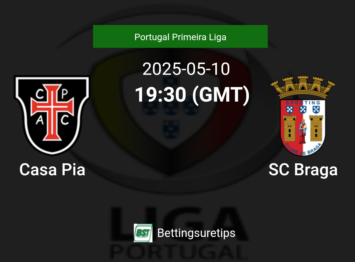 Casa Pia vs SC Braga Prediction Betting Tips & Correct Score
