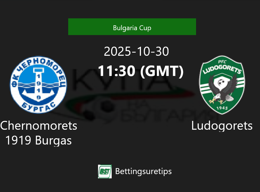 Chernomorets 1919 Burgas vs Ludogorets Prediction Betting Tips & Correct Score