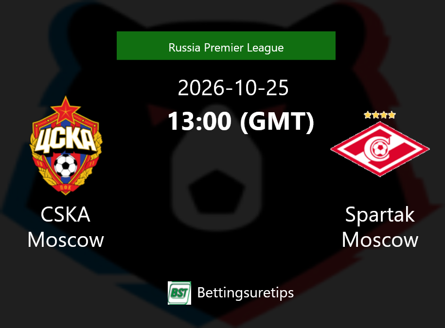 CSKA Moscow vs Spartak Moscow Prediction Betting Tips & Correct Score
