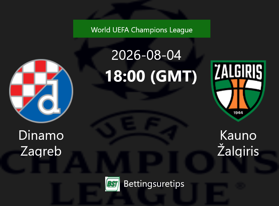 Dinamo Zagreb vs Kauno Žalgiris Prediction Betting Tips & Correct Score