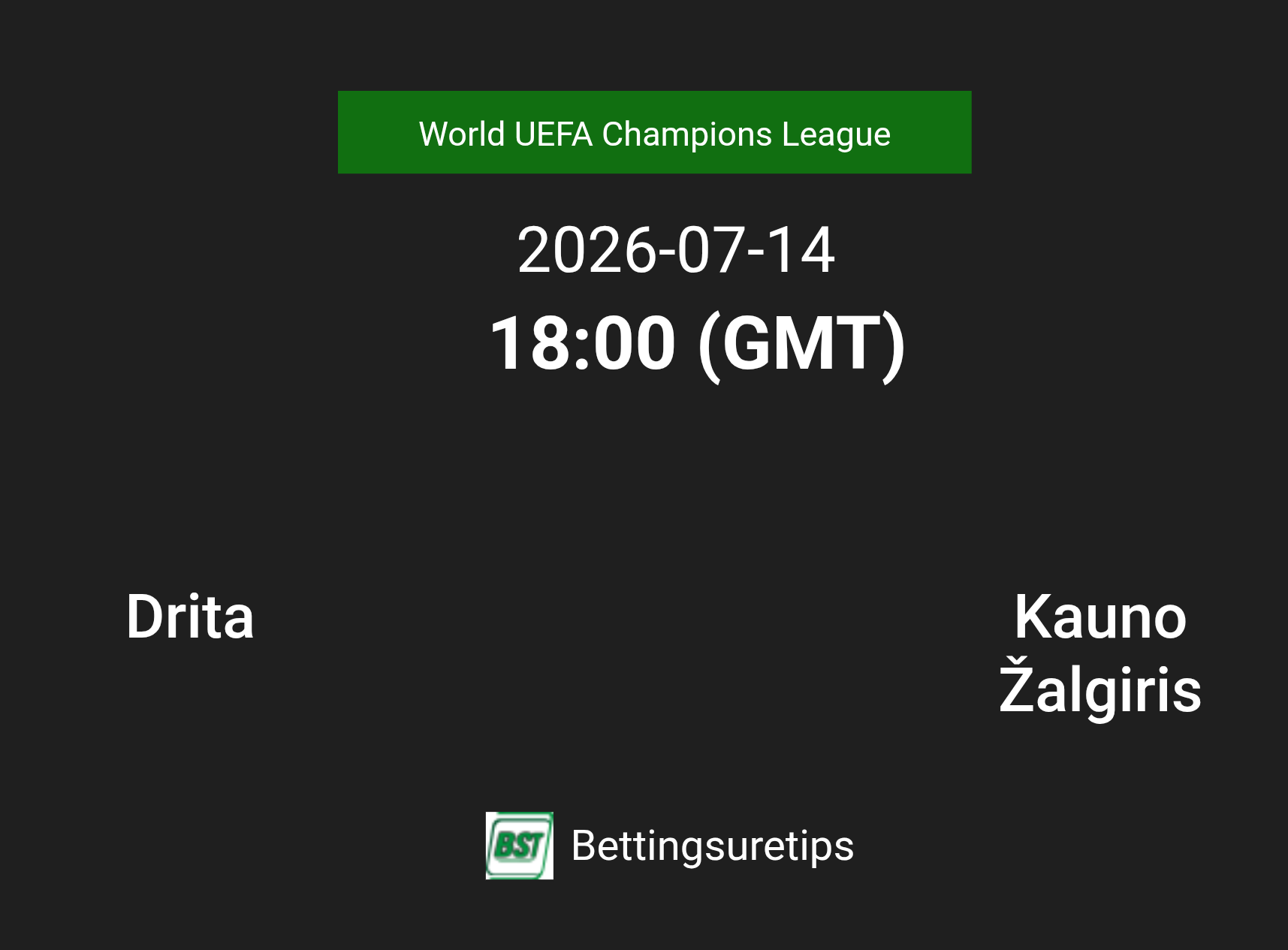 Drita vs Kauno Žalgiris Prediction Betting Tips & Correct Score