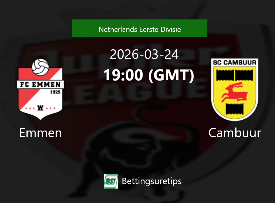 Emmen vs Cambuur Prediction Betting Tips & Correct Score