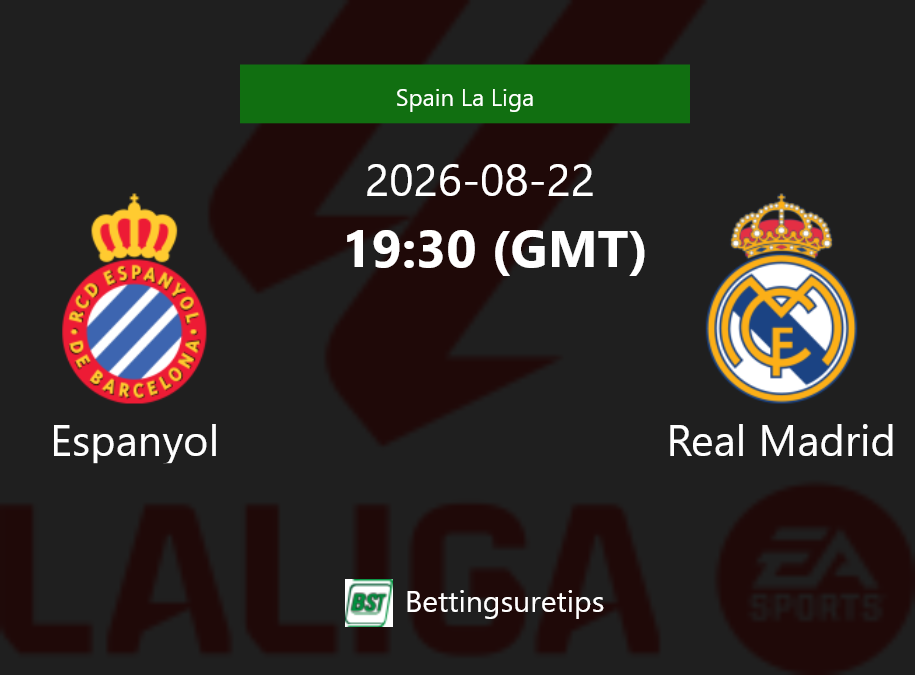 Espanyol vs Real Madrid Prediction Betting Tips & Correct Score