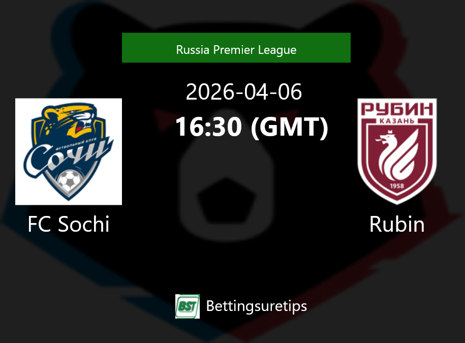 FC Sochi vs Rubin Prediction Betting Tips & Correct Score