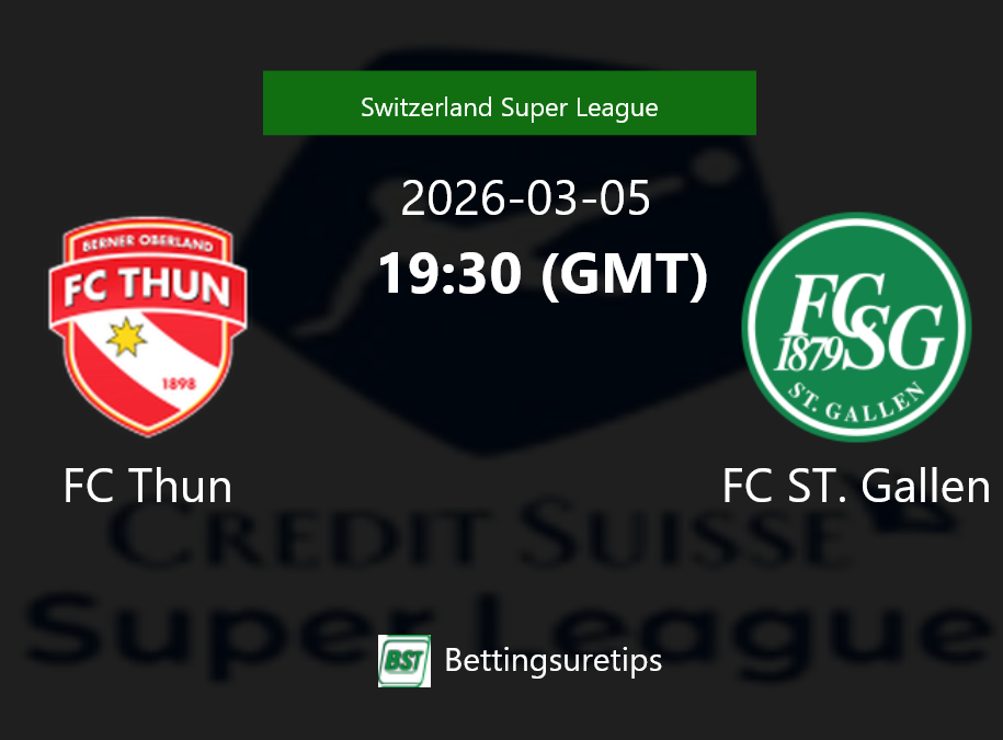FC Thun vs FC ST. Gallen Prediction Betting Tips & Correct Score