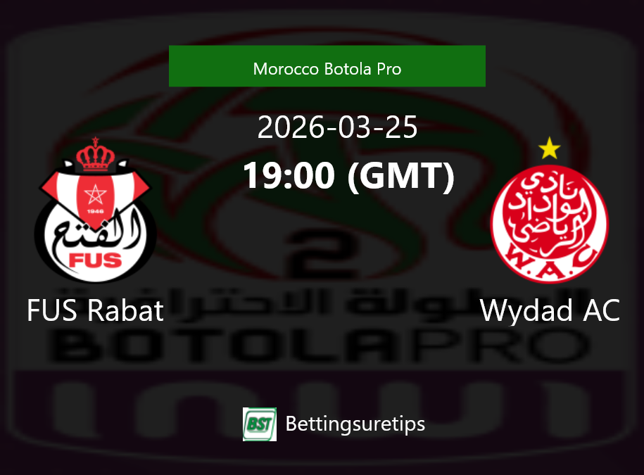 FUS Rabat vs Wydad AC Prediction Betting Tips & Correct Score