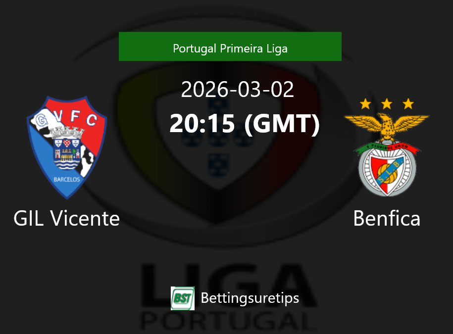 GIL Vicente vs Benfica Prediction Betting Tips & Correct Score