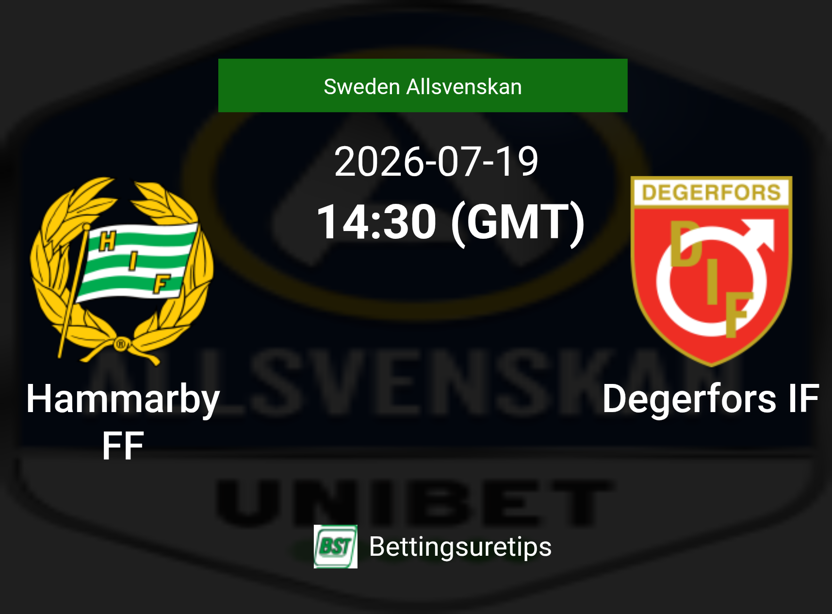 Hammarby FF vs Degerfors IF Prediction Betting Tips & Correct Score
