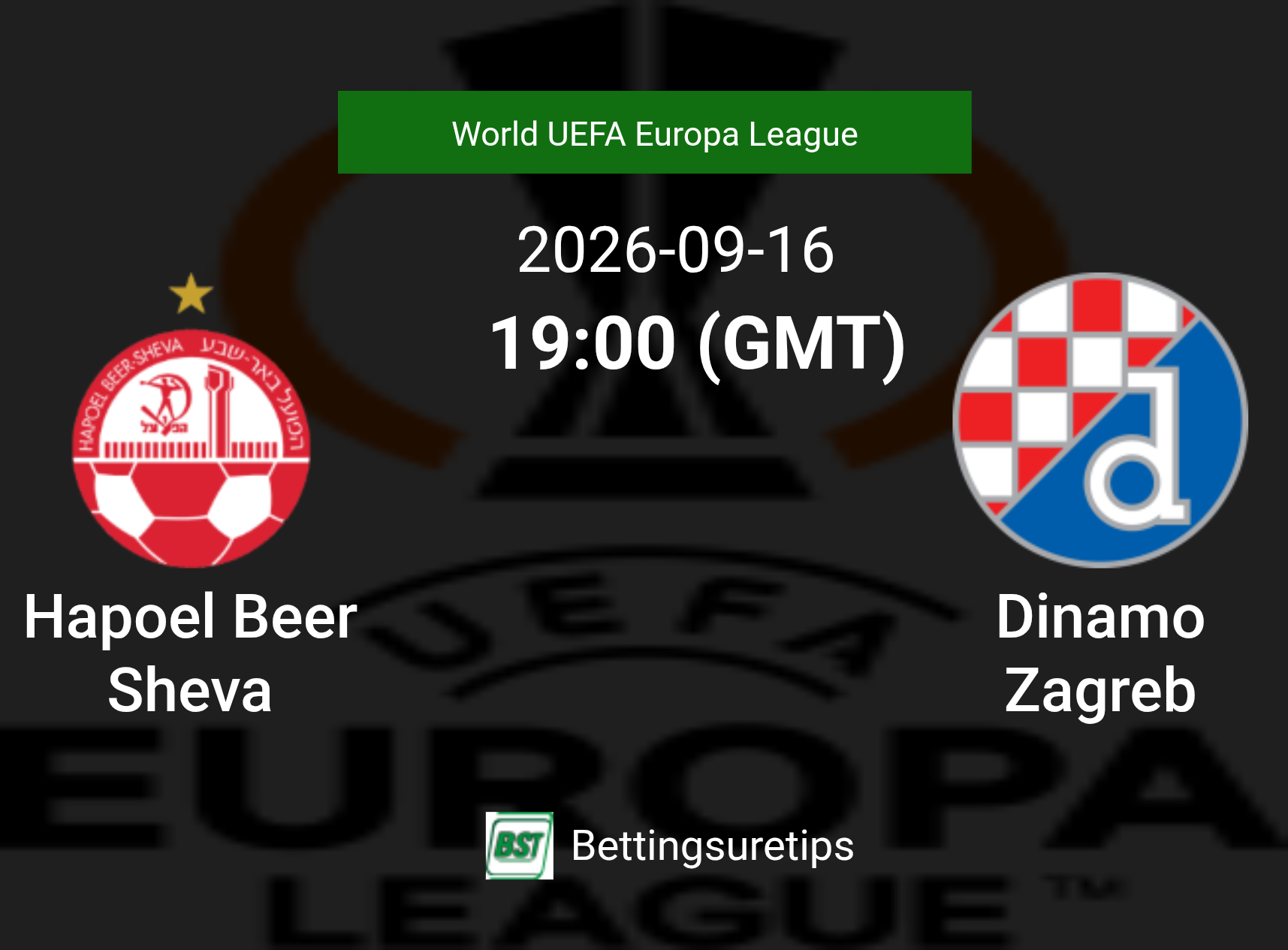 Hapoel Beer Sheva vs Dinamo Zagreb Prediction Betting Tips & Correct Score