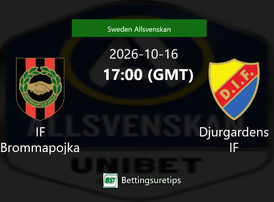 IF Brommapojkarna vs Djurgardens IF Prediction Betting Tips & Correct Score