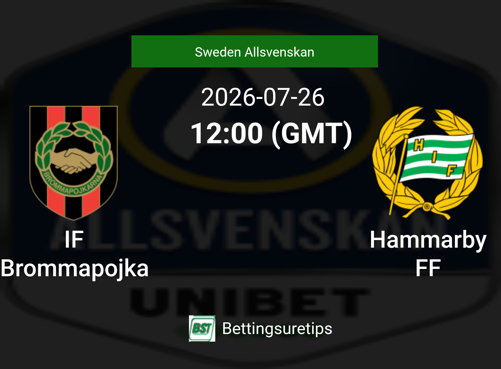IF Brommapojkarna vs Hammarby FF Prediction Betting Tips & Correct Score
