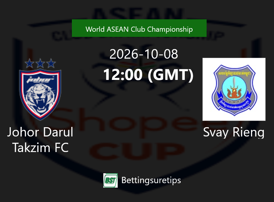 Johor Darul Takzim FC vs Svay Rieng Prediction Betting Tips & Correct Score