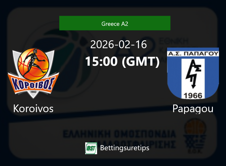 Koroivos vs Papagou Prediction and Pick - Greece A2 Koroivos vs Papagou Prediction and Pick - Greece A2