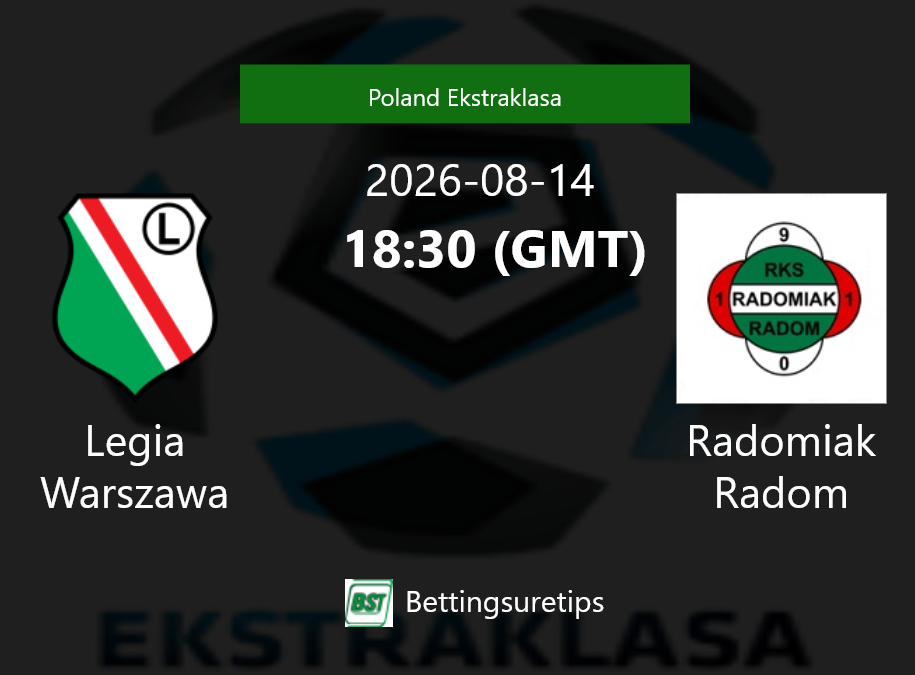 Legia Warszawa vs Radomiak Radom Prediction Betting Tips & Correct Score