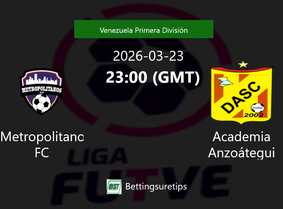 Metropolitanos FC vs Academia Anzoátegui Prediction Betting Tips & Correct Score