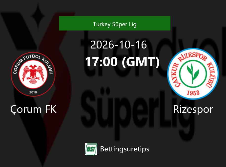 Çorum FK vs Rizespor Prediction Betting Tips & Correct Score