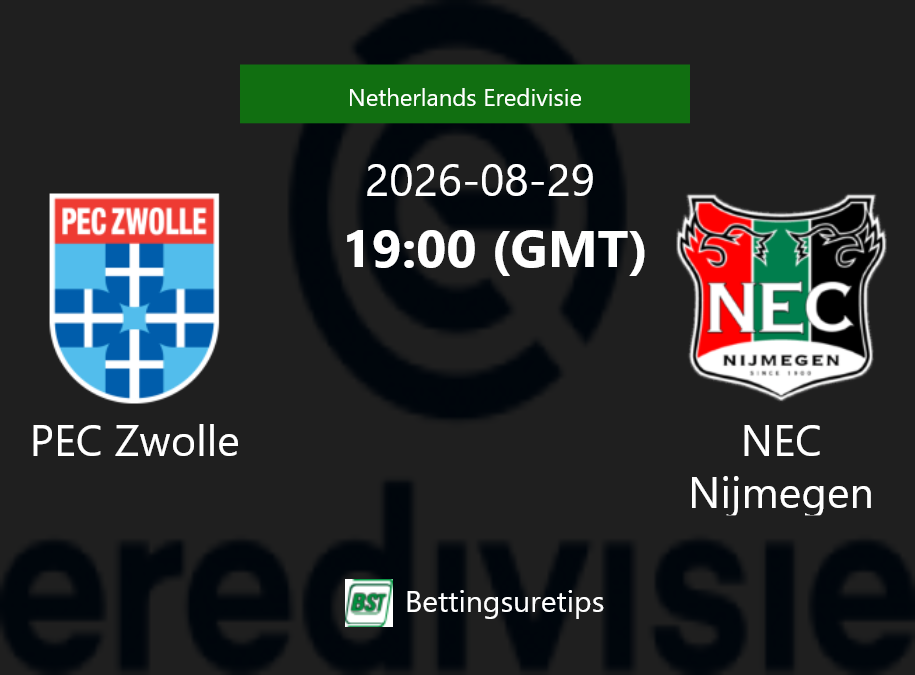 PEC Zwolle vs NEC Nijmegen Prediction Betting Tips & Correct Score