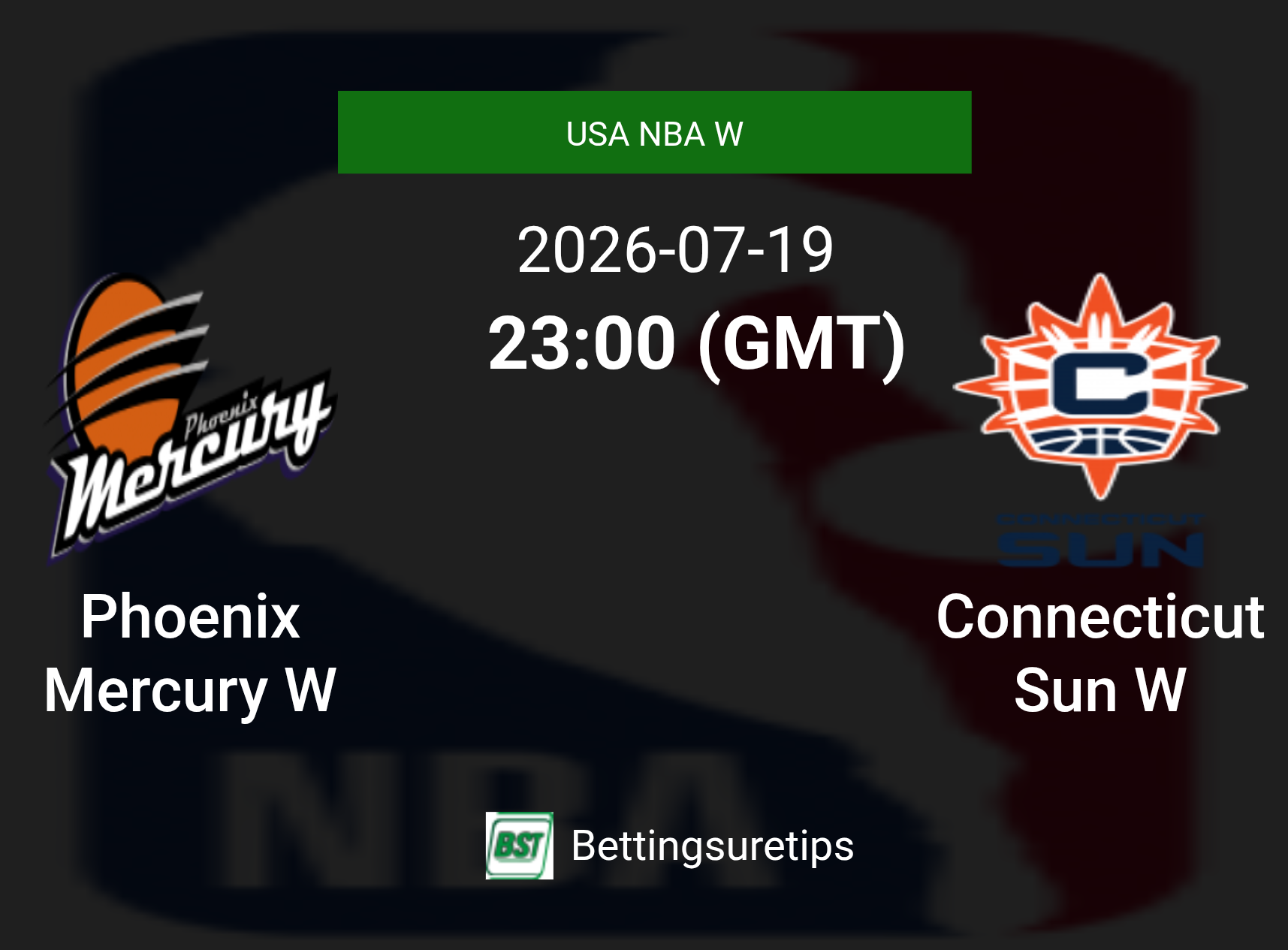Phoenix Mercury W vs Connecticut Sun W Prediction and Pick - USA NBA W Phoenix Mercury W vs Connecticut Sun W Prediction and Pick - USA NBA W