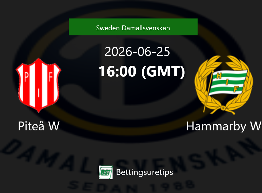 Piteå W vs Hammarby W Prediction Betting Tips & Correct Score