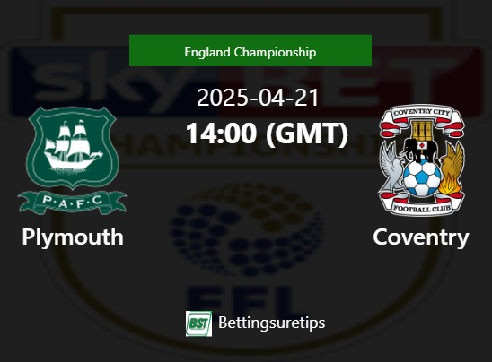 Plymouth vs Coventry Prediction Betting Tips & Correct Score