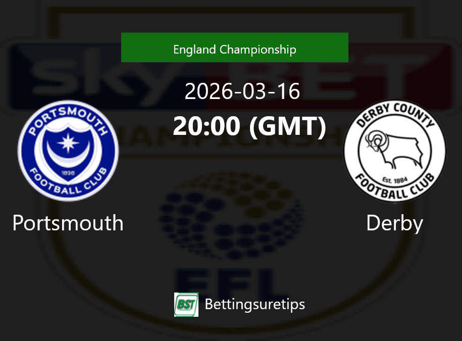 Portsmouth vs Derby Prediction Betting Tips & Correct Score