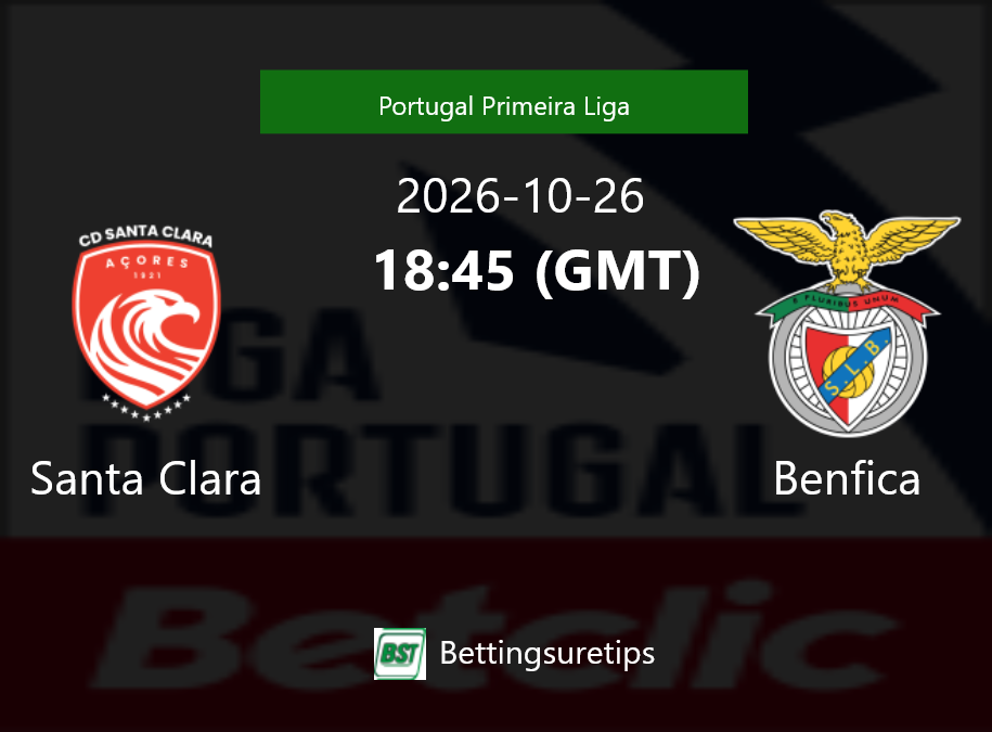 Santa Clara vs Benfica Prediction Betting Tips & Correct Score