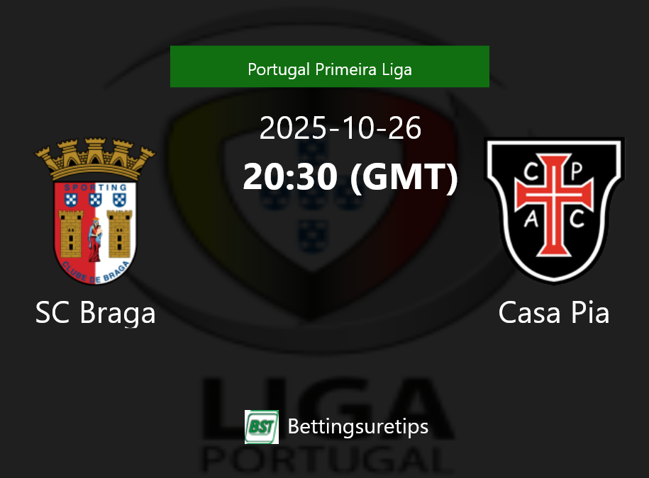 SC Braga vs Casa Pia Prediction Betting Tips & Correct Score
