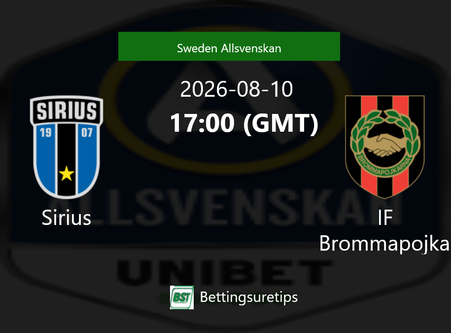 Sirius vs IF Brommapojkarna Prediction Betting Tips & Correct Score