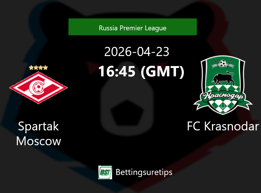 Spartak Moscow vs FC Krasnodar Prediction Betting Tips & Correct Score