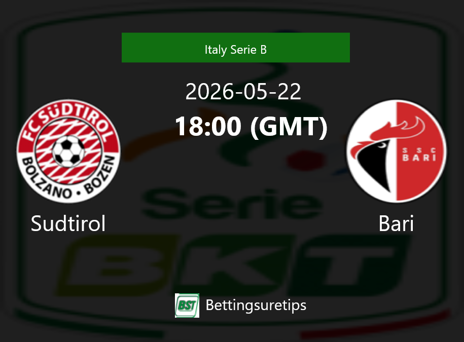Sudtirol vs Bari Prediction Betting Tips & Correct Score