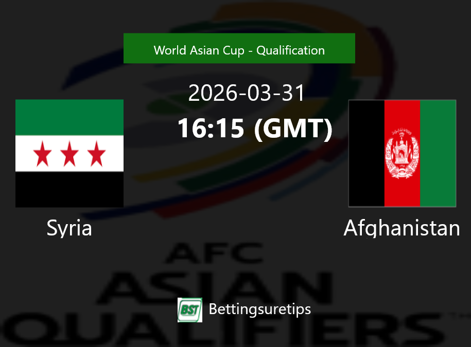 Syria vs Afghanistan Prediction Betting Tips & Correct Score