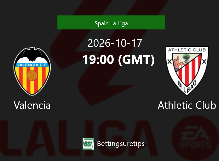 Valencia vs Athletic Club Prediction Betting Tips & Correct Score