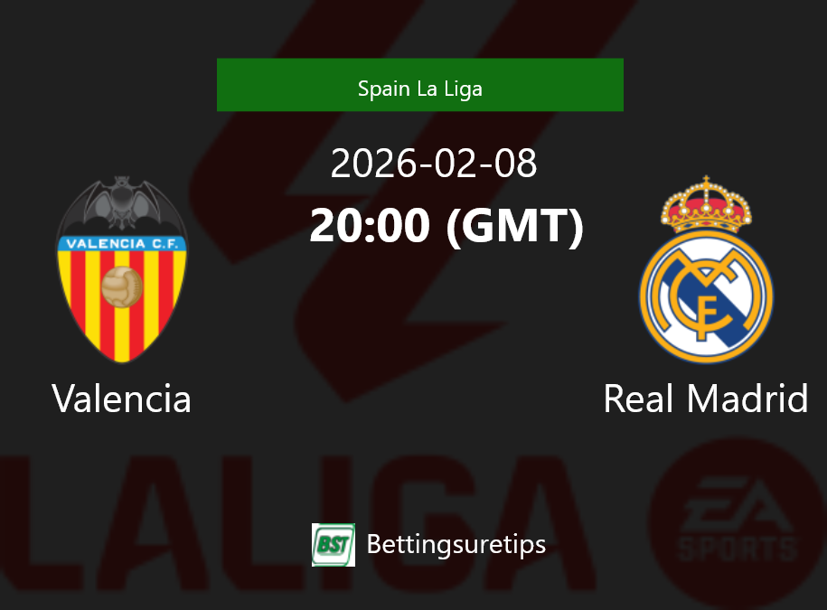Valencia vs Real Madrid Prediction Betting Tips & Correct Score