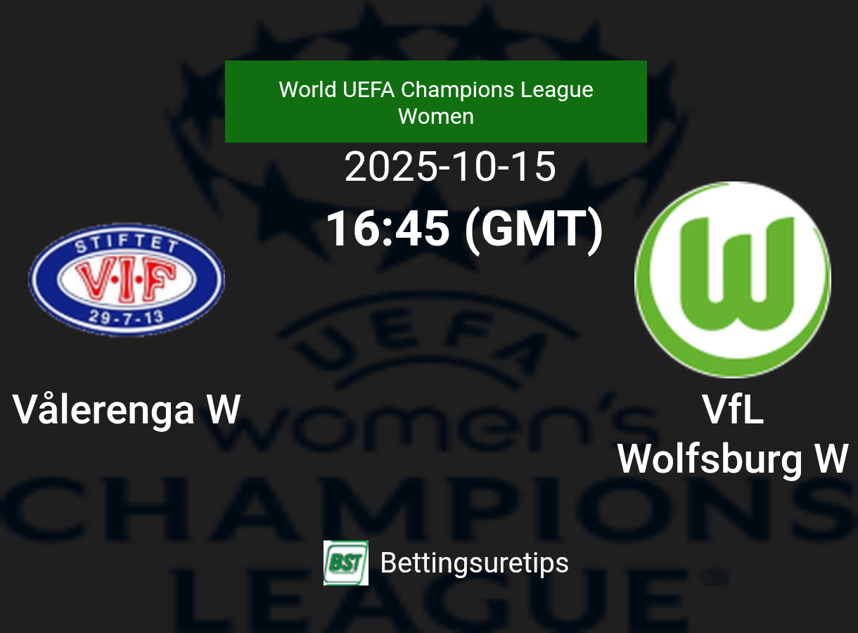 Vålerenga W vs VfL Wolfsburg W Prediction Betting Tips & Correct Score