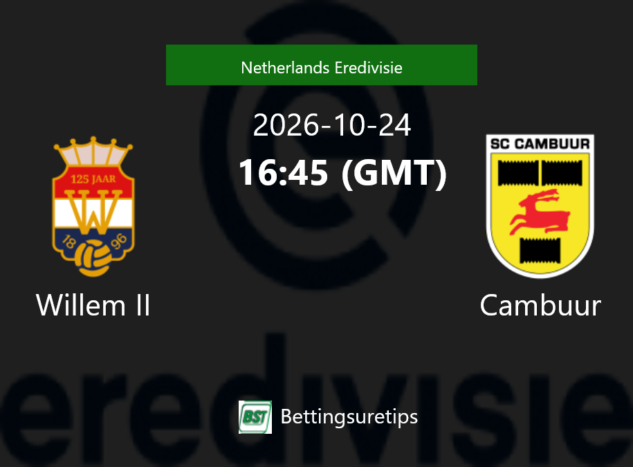 Willem II vs Cambuur Prediction Betting Tips & Correct Score