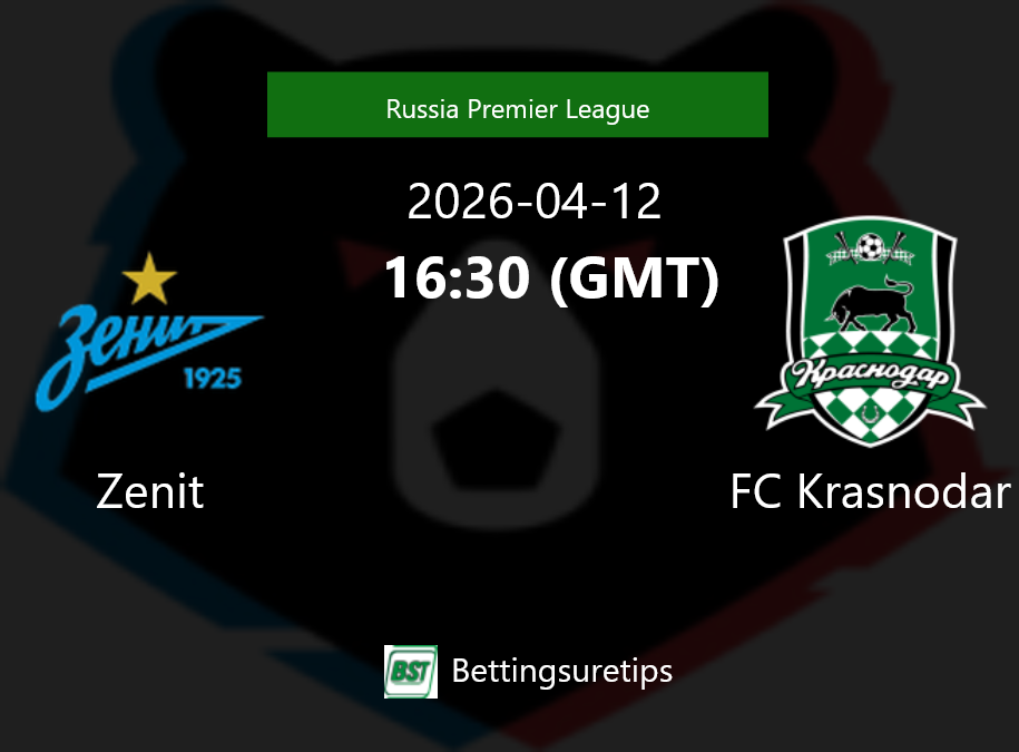 Zenit vs FC Krasnodar Prediction Betting Tips & Correct Score